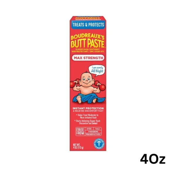 Boudreaux’s Butt Paste Maximum Strength Diaper Cream, 4Oz